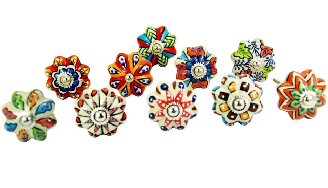 Dotted Ceramic Cabinet Colorful Knobs Furniture Handle Drawer Pulls Knobs