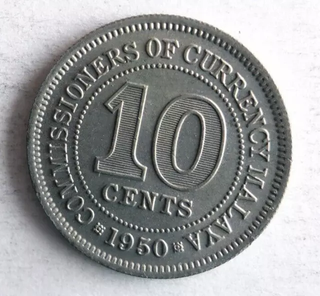 1950 MALAYA 10 CENTS - High Quality Collectible Coin - FREE SHIP - Bin #165