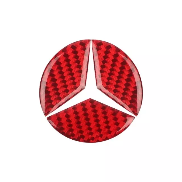 Carbon Fibre 49mm Steering Wheel Emblem Badge Sticker For Mercedes CLA GLA RED