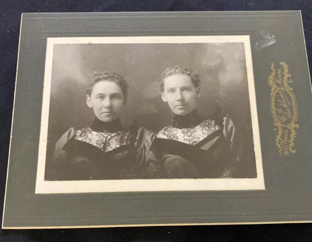 Vtg Orig. Sepia cabinet card 6” X  4 1/4” Sisters