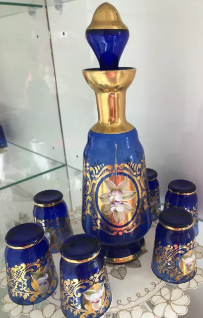 murano venetian glass decanter set