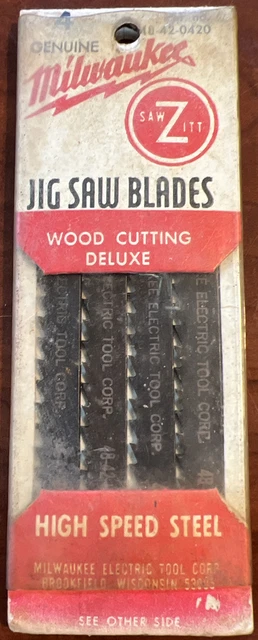 MILWAUKEE Jig Saw 3 3/4 Blades Wood Cutting Deluxe PK 4 VINTAGE