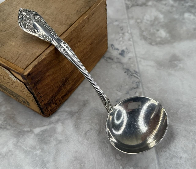 ALVIN STERLING SILVER Gravy Ladle Spoon Chateau Rose 6” No