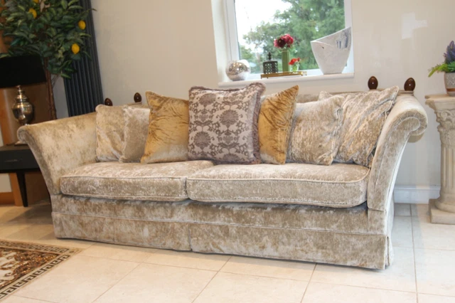 2 Quality drop arm knoll laura ashley sofas suite in crushed velvet