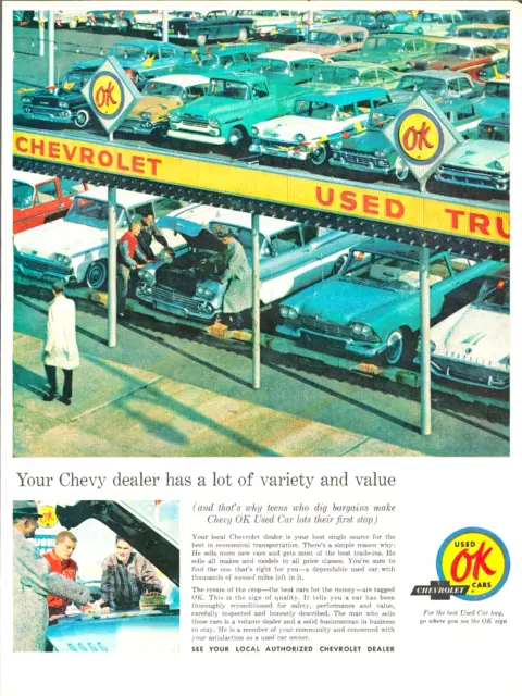 Magazine Print Ad 1961 vintage CHEVY used car dealer OK Cars Chevrolet L23