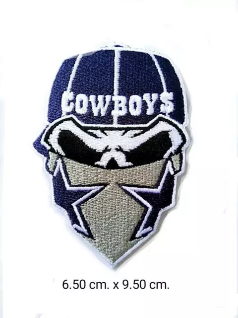 DALLAS COWBOYS SKULL Bandit NFL Jersey Patch AT&T Iron On Sew Hat