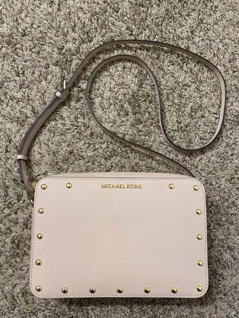 MICHAEL KORS SANDRINE Stud MK EW Crossbody Bag Pink Ballet Saffiano  38S8CD1C3L $84.99 - PicClick