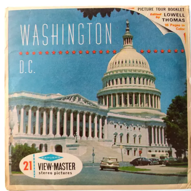 3x VIEW MASTER 3D REEL ⭐ WASHINGTON DC ⭐ USA +HEFT, Stereo Bildscheiben Set A790