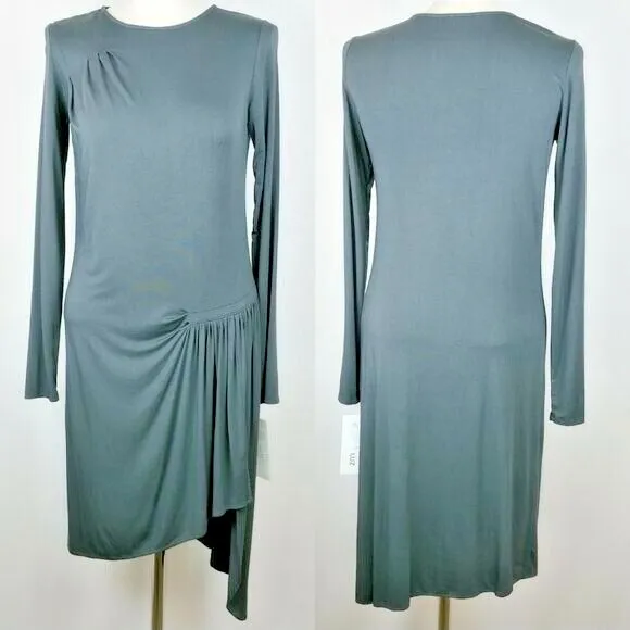 Luna Luz Dress NEW Womens M Gray Minimalist Jersey Knit Asymmetric Hem