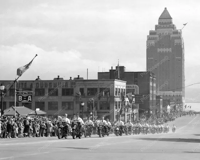 Motorcycle Parade 1946   8" - 10" B&W Photo Reprint