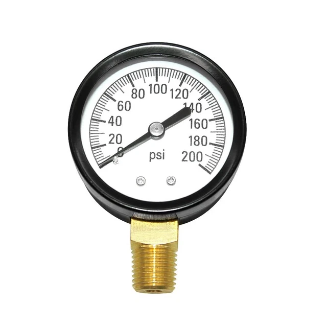 Pressure Gauge 0 to 200 PSI Brass 1/4&quote; Male NPT Thread Lower M...