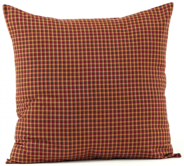 Country Style Red Plaid Cotton Euro Sham Floor Pillow Cover 26" Patriotic Patch