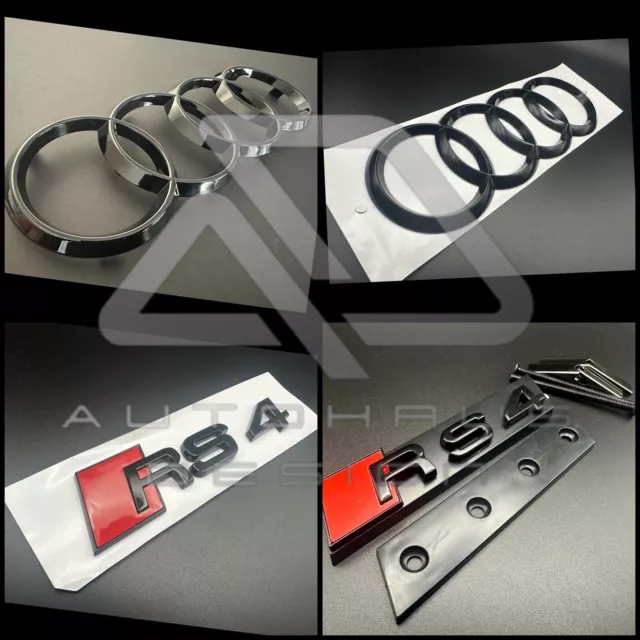 Gloss Black Badge Full Set Front And Rear Rings Fits Audi RS4 B8 B8.5