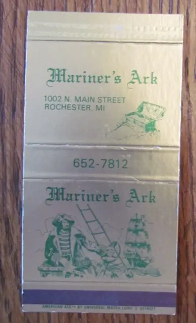 American Ace Matchbox Cover: Mariner's Ark Rochester, Mi Empty Matchcover -C15