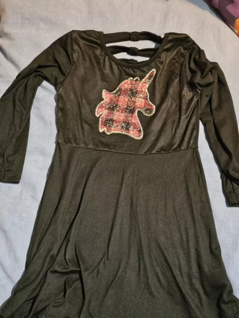 btween girls dress, Black, Distressed Unicorn Sequins, 6/6x