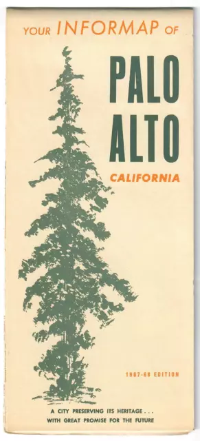 Vintage Road Map of Palo Alto, California Chamber of Commerce 1967-68 EXCELLENT