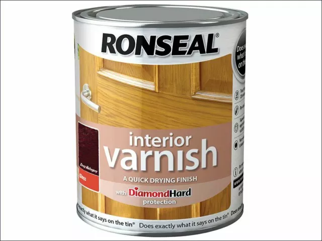 Ronseal - Barniz para interiores, secado rápido, brillo, caoba profunda, 250 ml