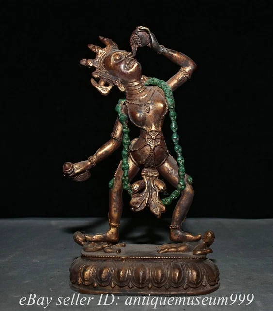 10" Rare Chinese Bronze Gilt Feng Shui Vajrayogini Vajravarahi Buddha Statue