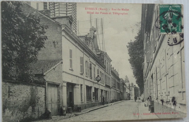 EVREUX 27 cpa rue du Meilet Hôtel des Postes et Télégraphes Bon Etat 1907