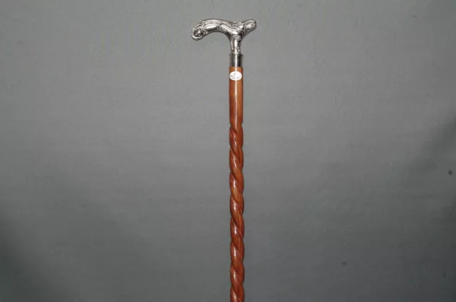 Holz  Gehstock Walking Stick Cane Stock silbern  93 cm Spazierstock gewendelt