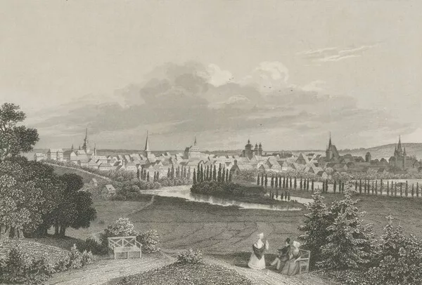 HILDESHEIM - Gesamtansicht - G. G. Lange - Stahlstich um 1850