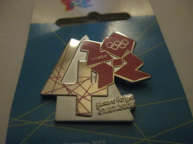 Rare Old 2012 Olympic Games London 4 Years To Go Enamel Press Pin Badge On Card