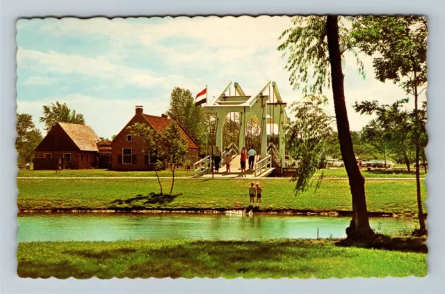 Holland MI-Michigan, Dutch Bridge, Windmill Island Vintage Postcard