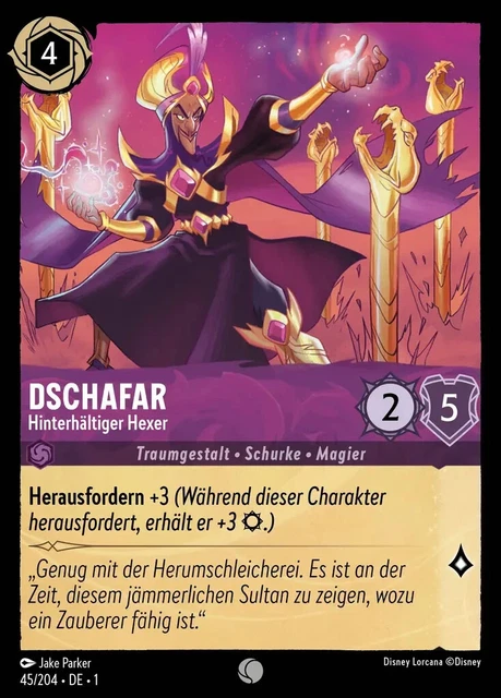 DISNEY LORCANA TCG Card - Dschafar - Hinterhältiger Hexer 45/204 - 1FTC ...