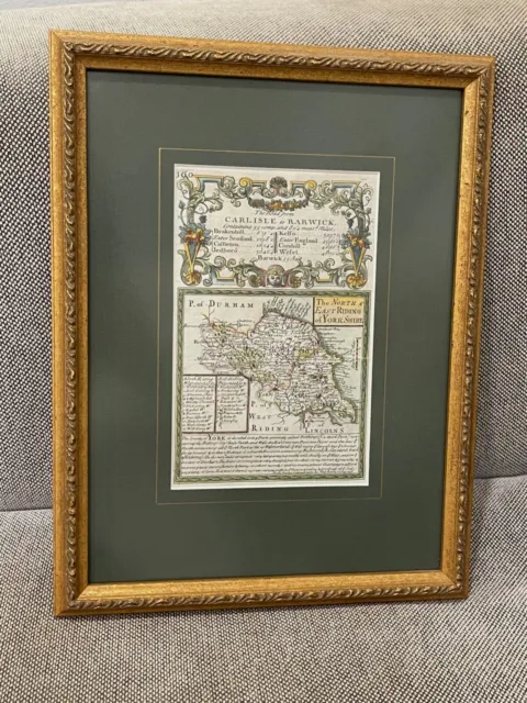 Antique Hand Colored Map The Road From Carlisle to Rarwick