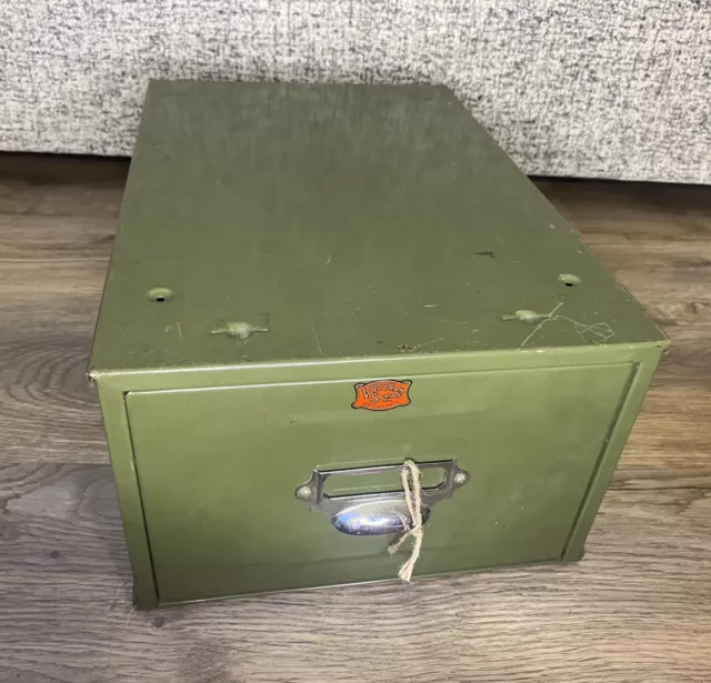 Vintage Veteran Series Green Single Metal Filing Drawer- Industrial Design