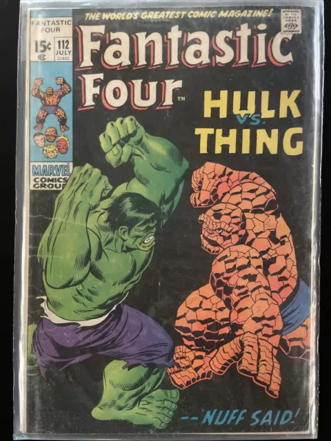 Fantastic Four #112 (Marvel 1971) Key Issue Hulk vs Thing!