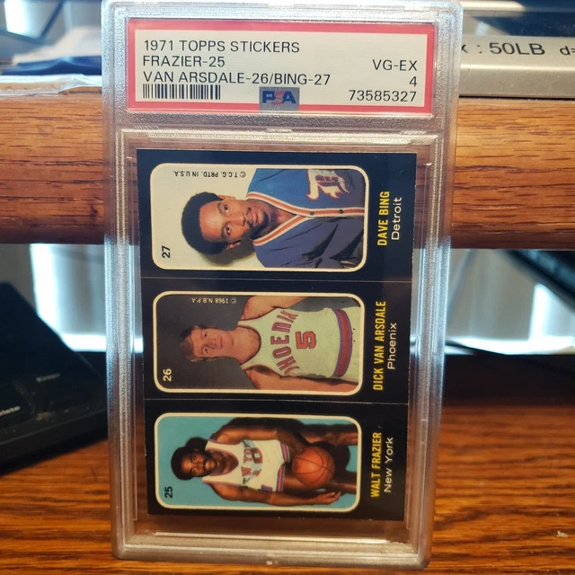 1971 Topps Basketball Sticker #25-Frazier 26-Van Arsdale 27-Bing PSA4 Fresh Slab