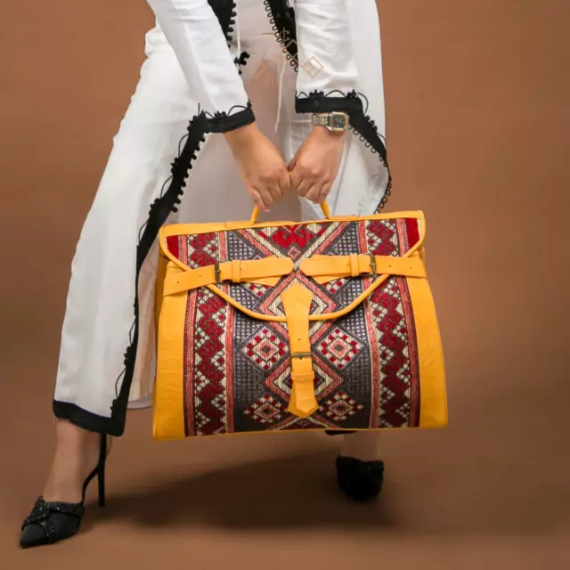 kilim travel bag Victorian Carpet Bag Mary Poppins Vintage Leather weekender