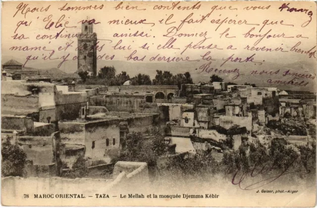 CPA AK MAROC Geiser TAZA La Mellah et la mosquée Djemma Kebir (69160)