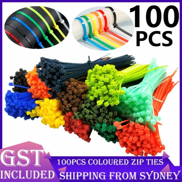 100pcs Colourful Cable Ties Zip Nylon UV Stabilised Bulk Cable Tie For Trade Use