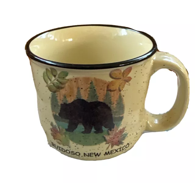 BIG BEAR LAKE California Tan Speckled Coffee Mug 12 Ounces Unmarked EUC