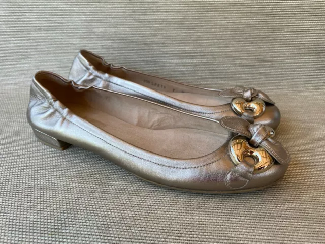 Stuart Weitzman Lolly Leather Bow Ballet Flats, Size 7 M