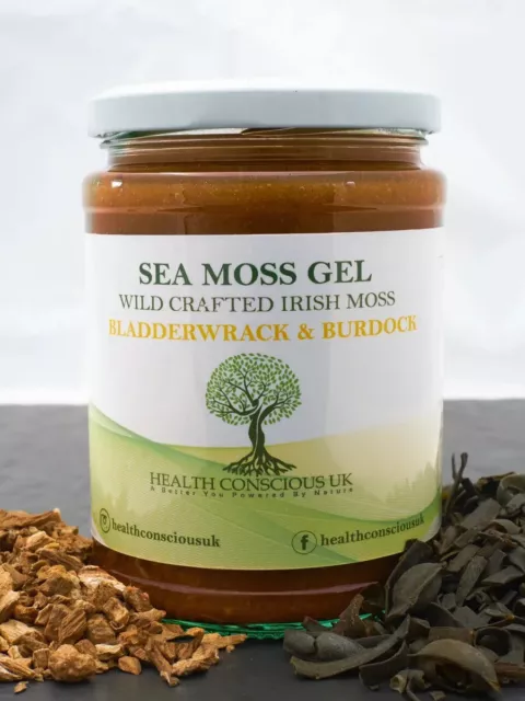 100% Organic Sea Moss Gel / 500ml / Bladderwrack & Burdock Infused/Dr Sebi