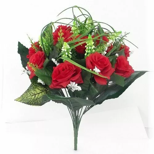 MAZZO DA 12 fiori di rose ed erba con fogliame e nebbiolina, materiale:  (t1n) EUR 30,70 - PicClick IT