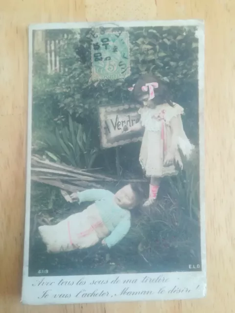 CPA Fantasy Photo Servant Girl Looking One Baby N°4119 Eld