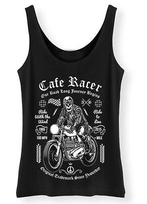 Cafe Racer Tank Top Womens Ladies Biker Skeleton Motorcycle Racer Vest