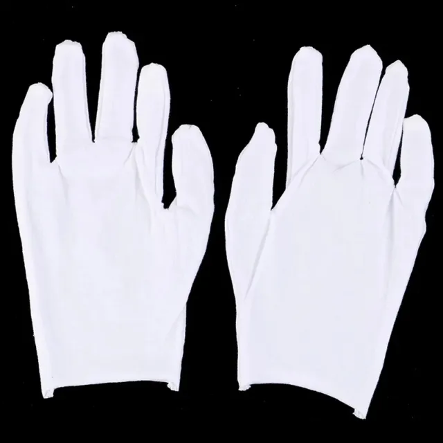 1 Pair White Gloves Cotton Inspection Work Women Men Household Coin Jewelry