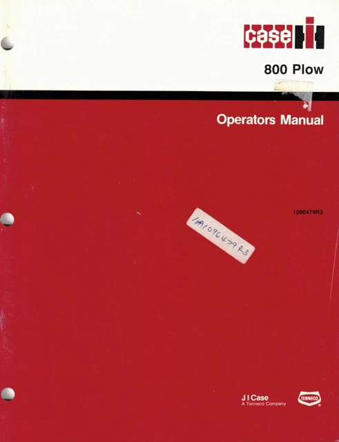 Case/Ih 800 Moldboard  Semi-Mounted Plow Operator's   Manual "New"