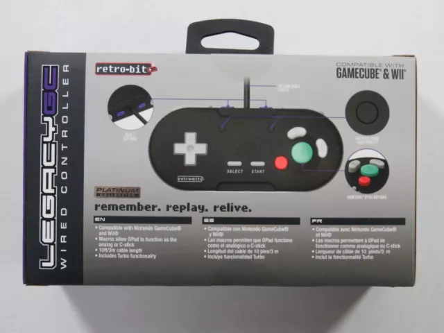 Wired Controller Retrobit - Legacy Gc Jet Black Gamecube/Wii (Neuf - New) 2