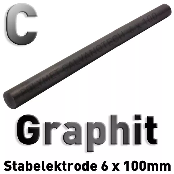 2 x Graphit-Stab-Anode Elektrode (10 cm x 6 mm) für Stiftgalvanik Tampongalvanik