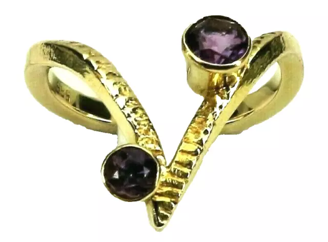 Ring Amethyst 585 Gold 14k, 70th Designer Goldschmiedearbeit - 20298 –