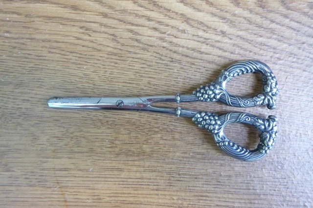 Vintage Antique Baltes USA Sterling Silver Handles Grape Scissors Shears