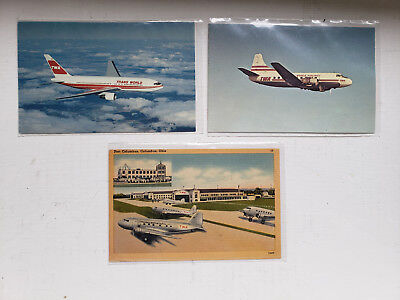 Vintage Lot of 3 Aviation Postcards~TWA Airlines, 767, Martin 4-0-4, Terminal