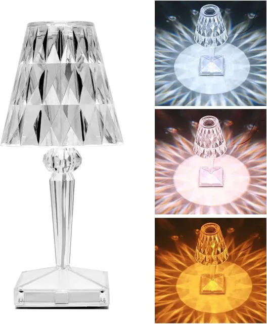 3 Modelli Di Lampada Da Tavolo Diamantata Led Ricaricabile Touch Cristallo 2