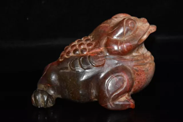 Chinese Natural Old Jade Hand-carved Exquisite the Golden Toad Statue 19085